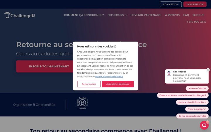 Captura de pantalla de challengeu.ca