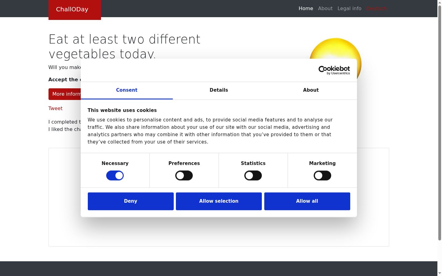 Screenshot of the consent banner shown before any interaction
