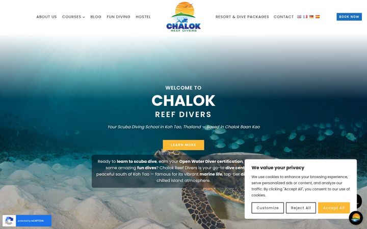Screenshot of chalokreefdivers.com