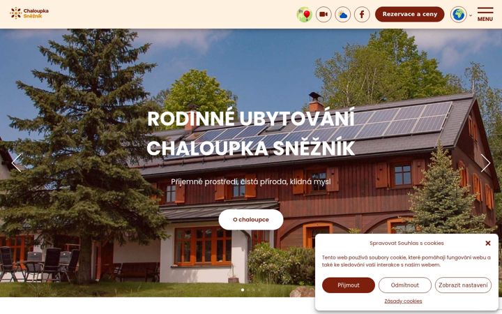 Screenshot stránky chaloupka-sneznik.cz