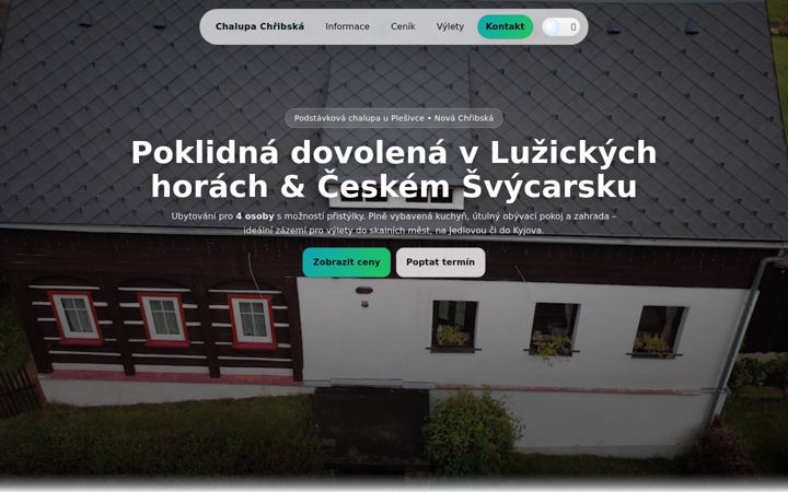 Ekrānuzņēmums no chalupa-chribska.cz