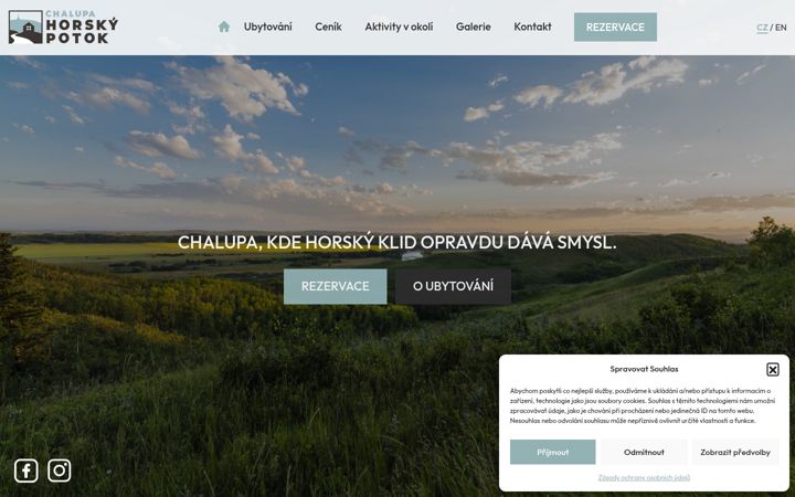 Screenshot stránky chalupa-horskypotok.cz