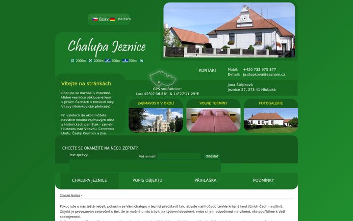 Ekrānuzņēmums no chalupa-jeznice.cz