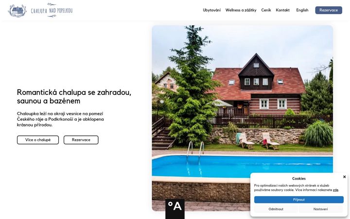 Screenshot stránky chalupa-nad-popelkou.cz