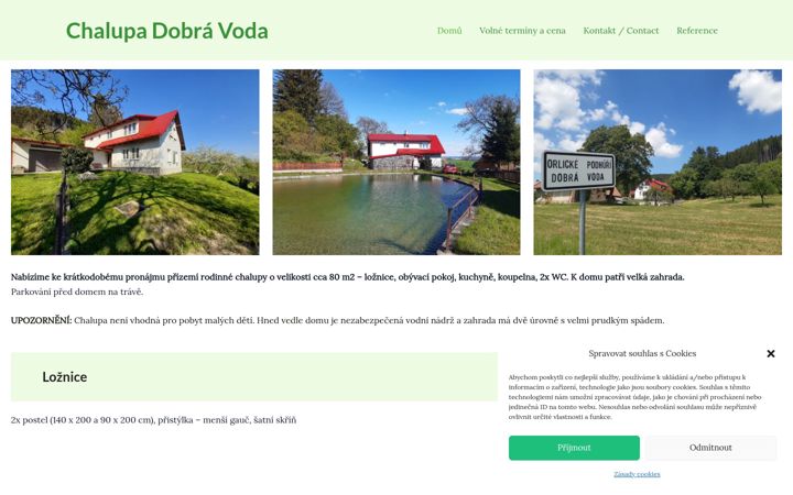 Screenshot stránky chalupadobravoda.cz