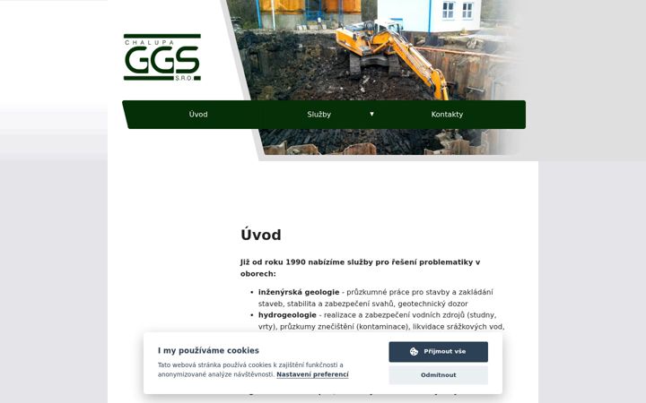Screenshot stránky chalupaggs.cz
