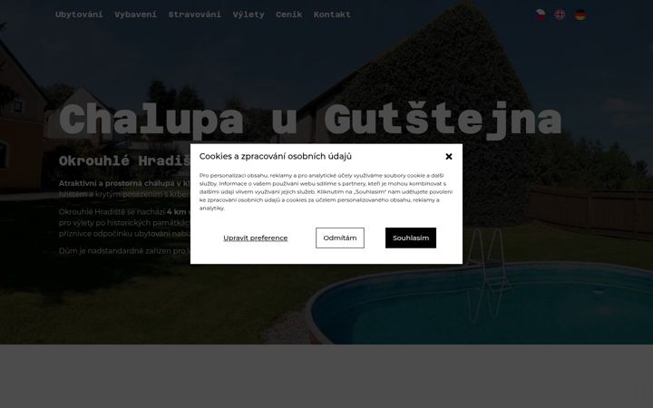 Screenshot stránky chalupagutstejn.cz