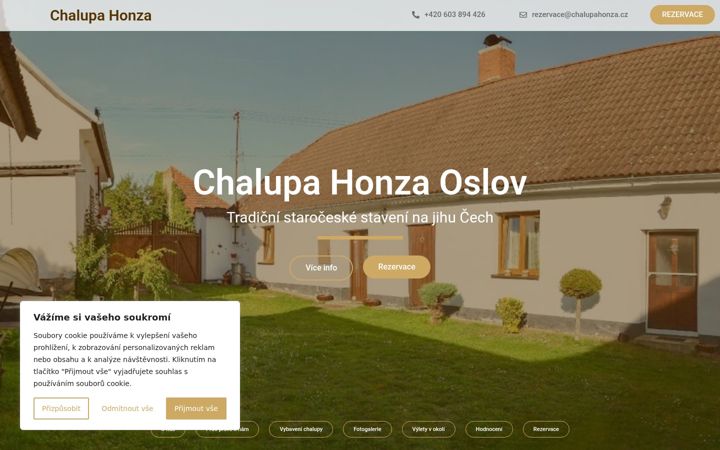 Screenshot stránky chalupahonza.cz