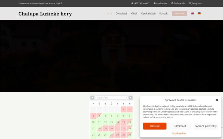 Screenshot stránky chalupaluzickehory.cz