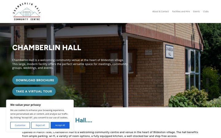 Skærmbillede af chamberlinhall.org
