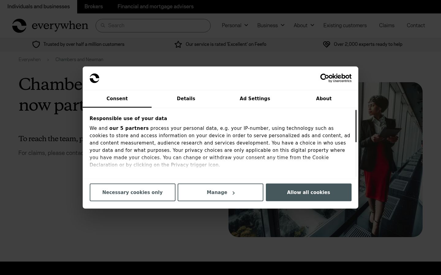 Screenshot of the consent banner shown before any interaction