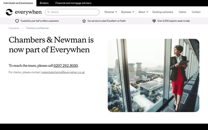 Screenshot of chambersandnewman.com