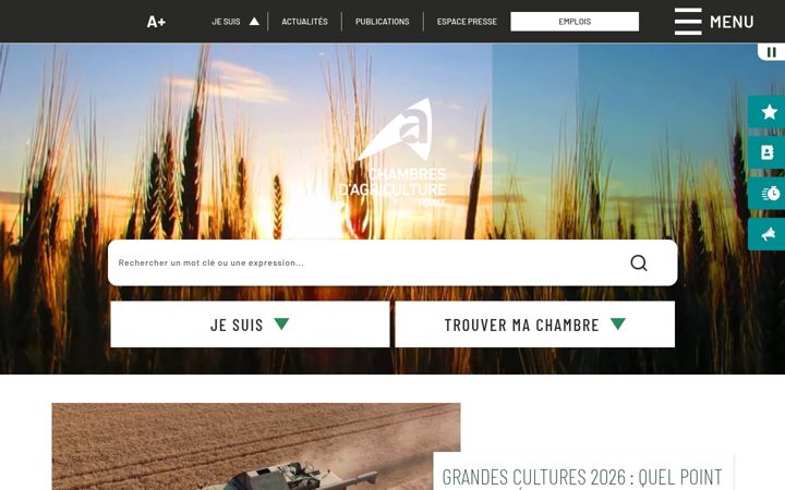 Screenshot ta' chambre-agriculture.fr