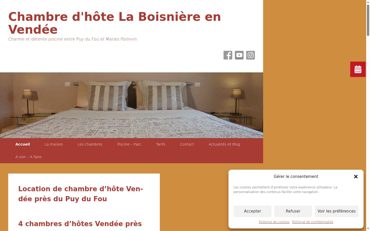 Capture d'écran de la bannière de consentement affichée avant toute interaction