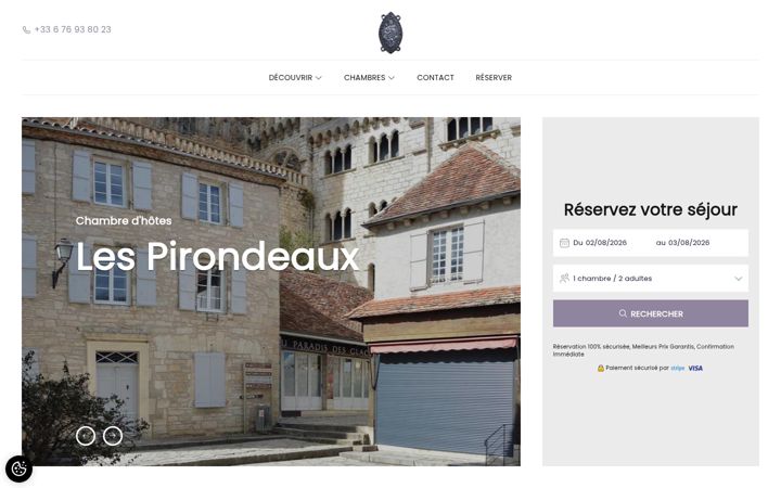 Skjermbilde av chambrehotesrocamadour.fr