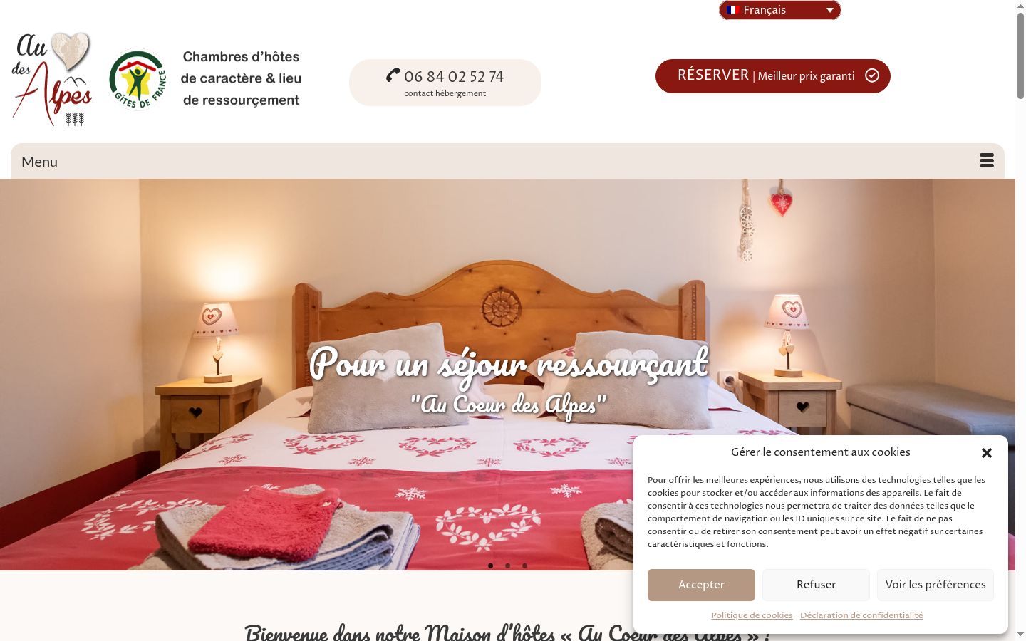Screenshot of the consent banner shown before any interaction