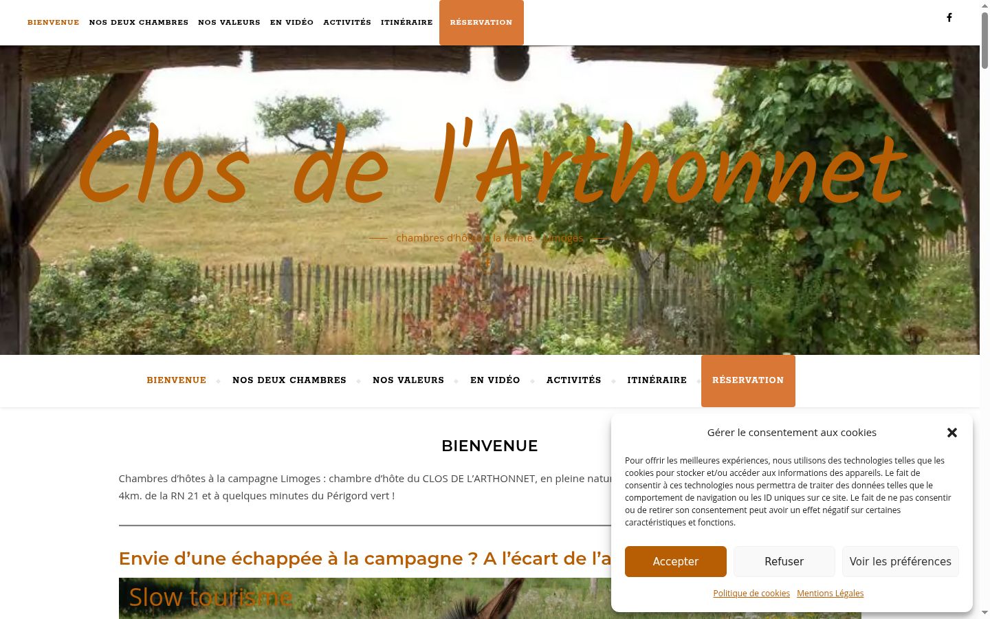 Screenshot of the consent banner shown before any interaction