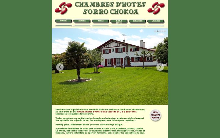 Screenshot of chambresdhotes-sorrochokoa.com