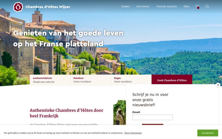 Ekraanipilt saidist chambresdhoteswijzer.nl