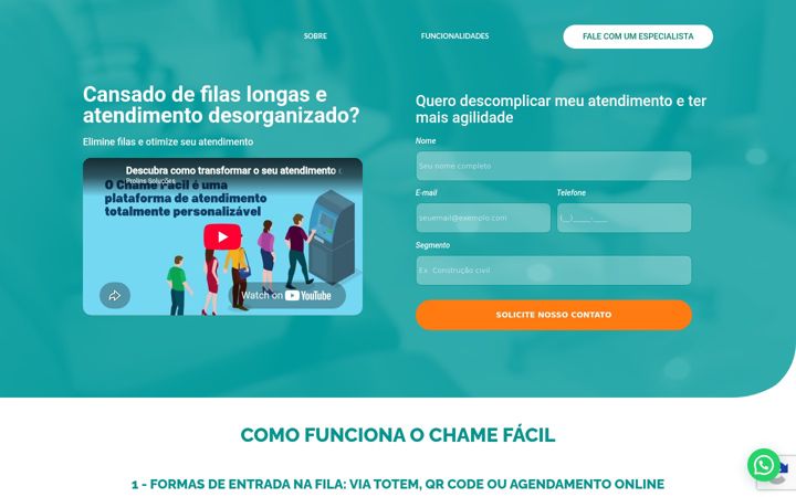 Captura de ecrã de chamefacil.com.br