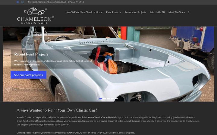 Screenshot von chameleonclassiccars.co.uk