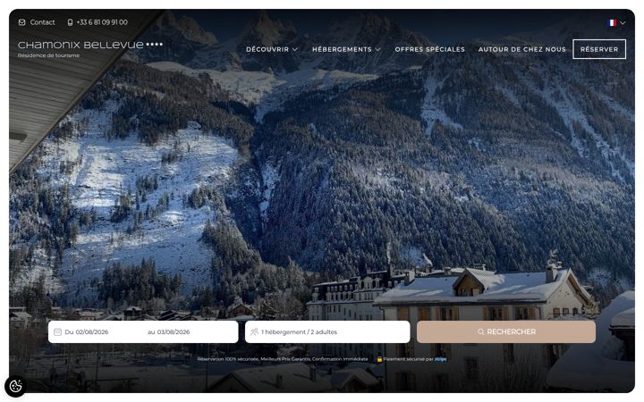 Screenshot of chamonixbellevue.com