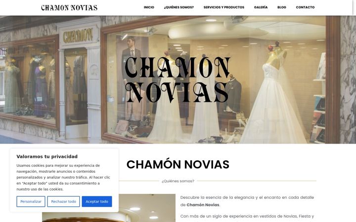 Skjámynd af chamonnovias.es