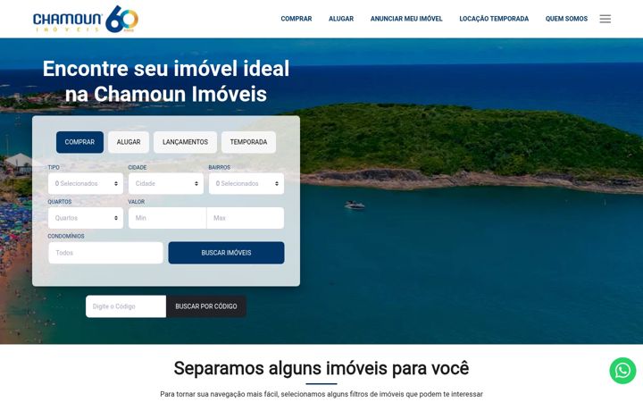 Captura de ecrã de chamounimoveis.com.br