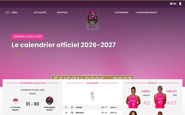 Skjermbilde av champagne-basket-feminin.fr