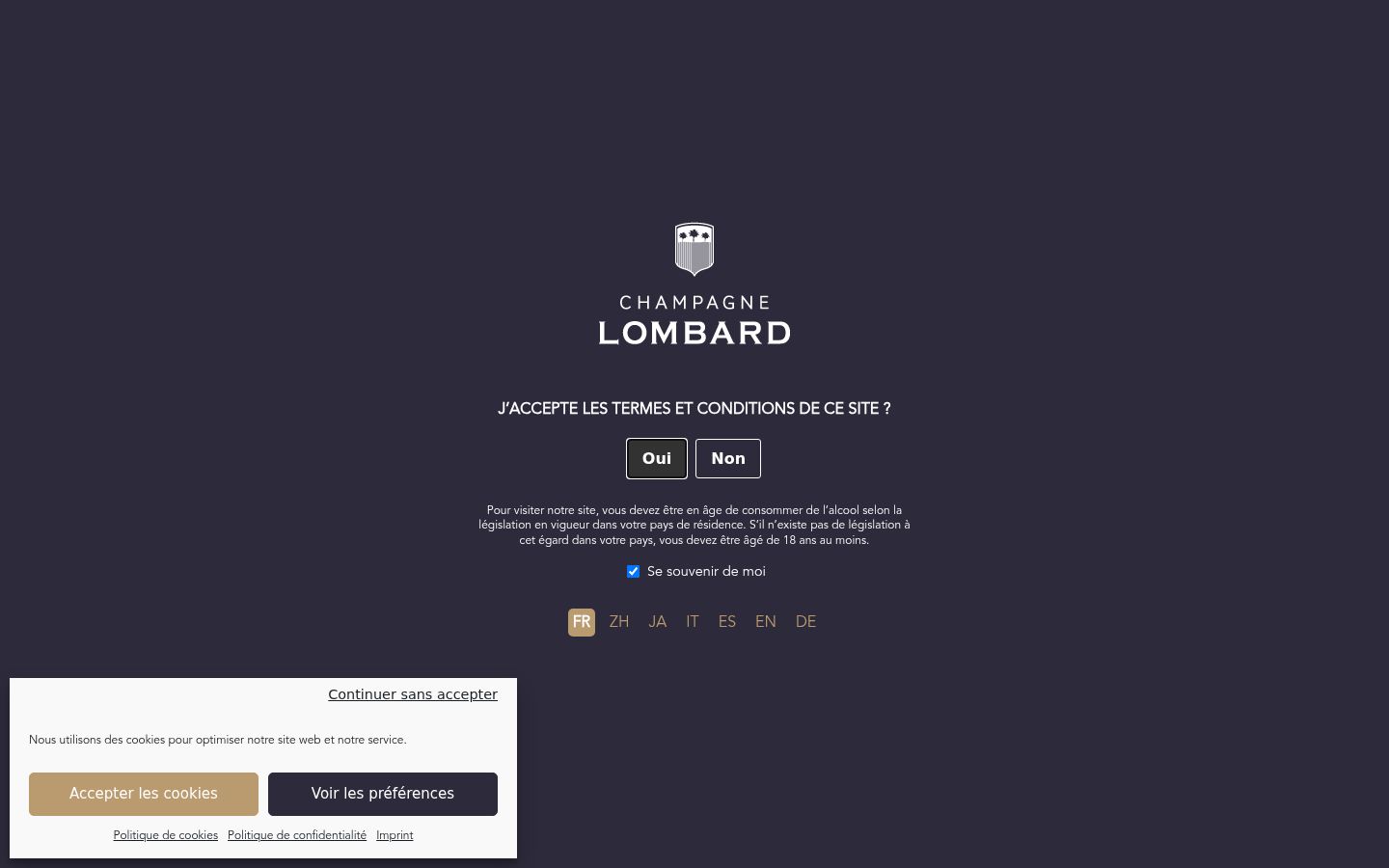Screenshot of the consent banner shown before any interaction