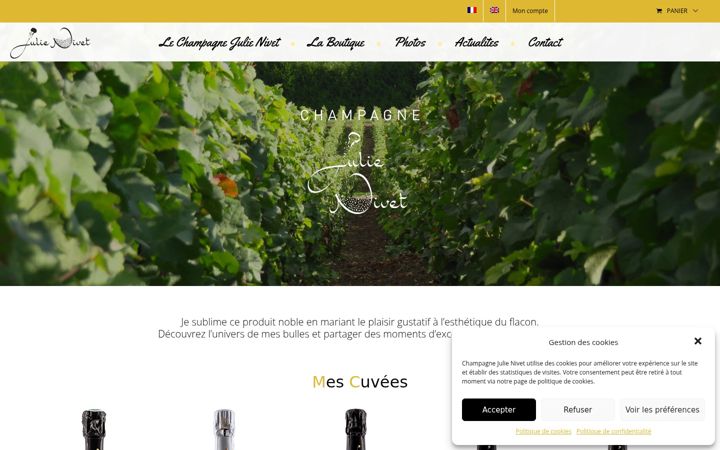 Skjámynd af champagnejulienivet.fr