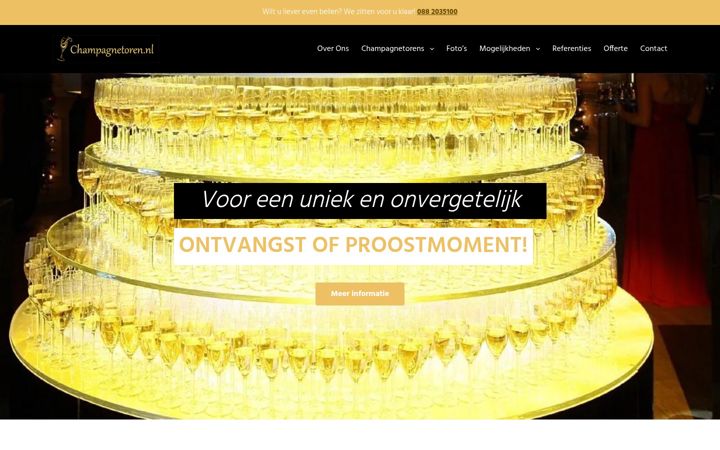 Ekraanipilt saidist champagnetoren.nl