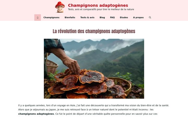 Captură de ecran a champignons-adaptogenes.net