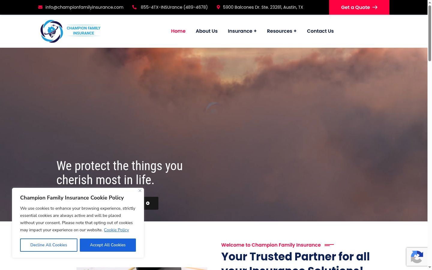 Screenshot of the consent banner shown before any interaction