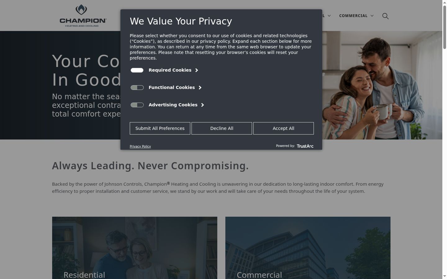 Screenshot of the consent banner shown before any interaction