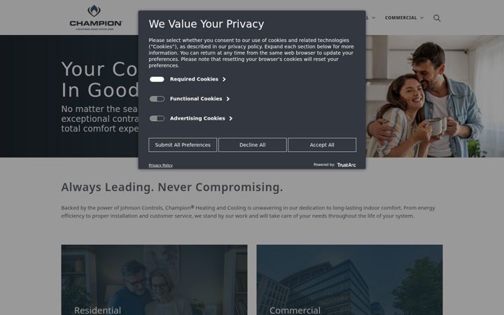 Screenshot of championhomecomfort.com