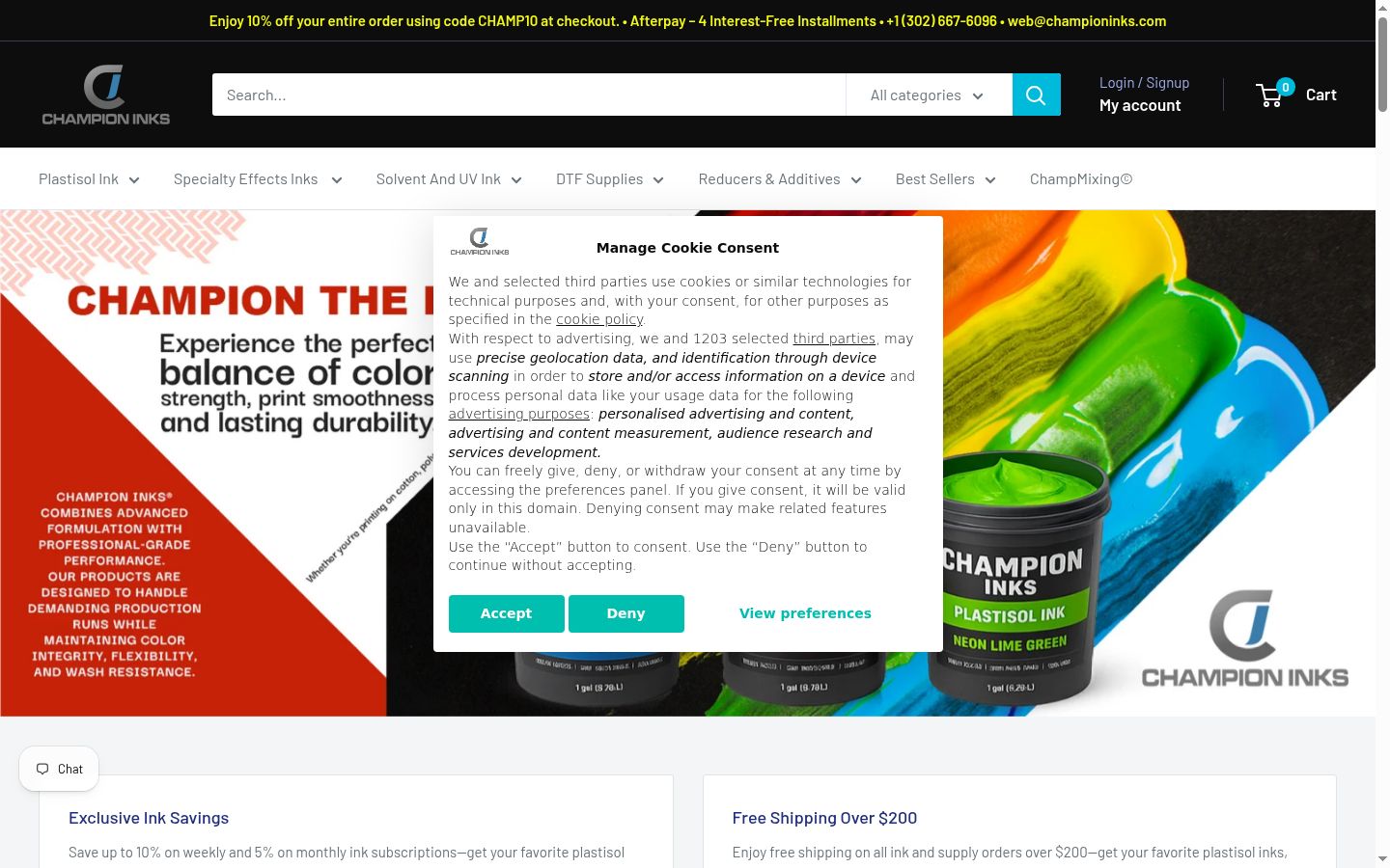Screenshot of the consent banner shown before any interaction