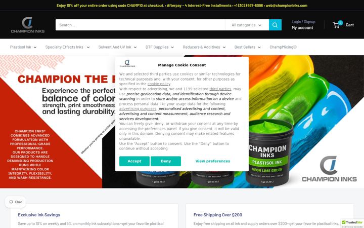Screenshot of championinks.com