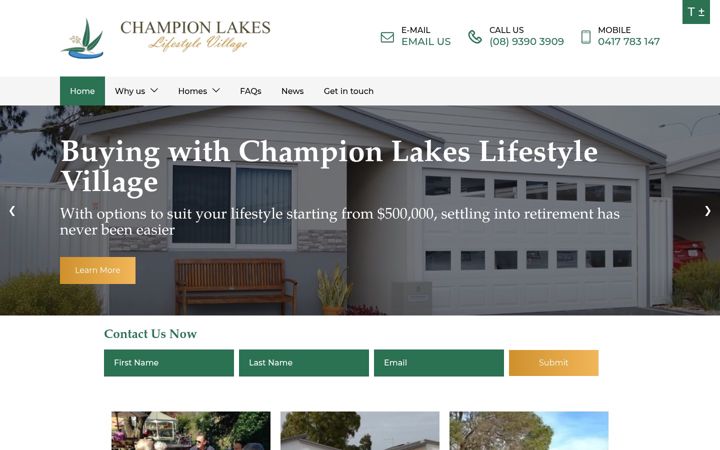 Skjámynd af championlakeslifestylevillage.com.au