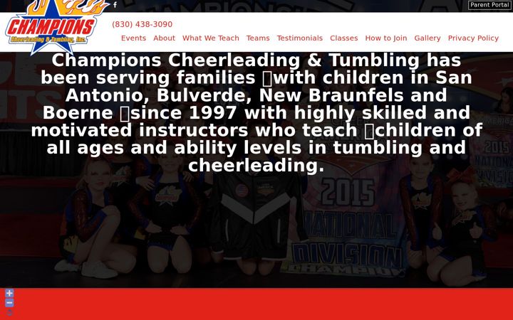 Captură de ecran a championscheer.net