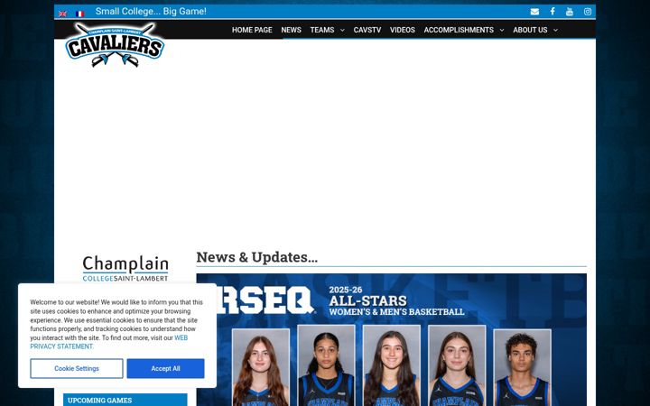 Screenshot of champlaincavaliers.com