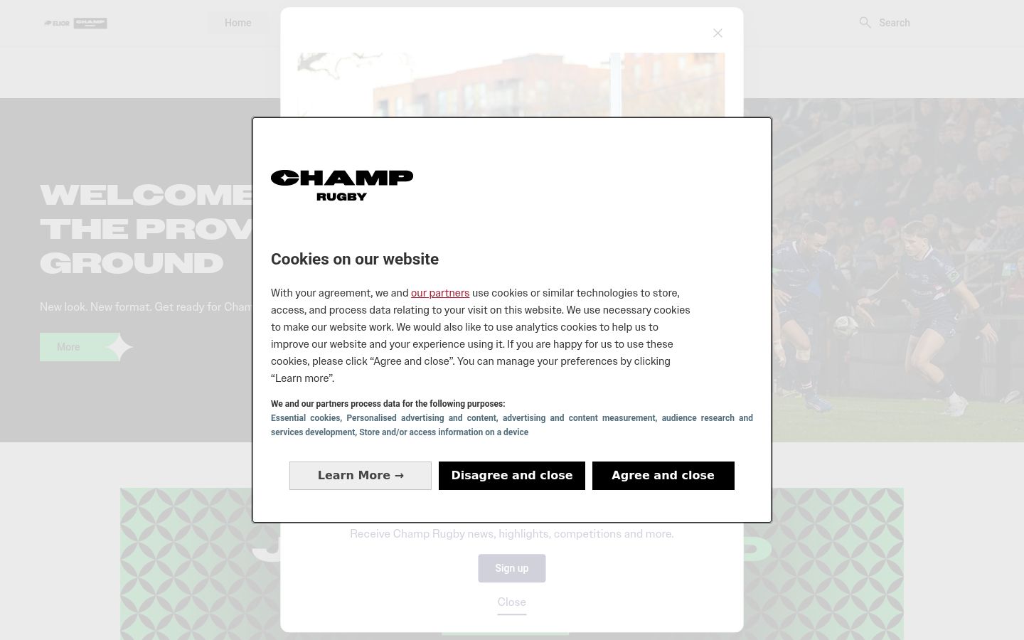 Screenshot of the consent banner shown before any interaction
