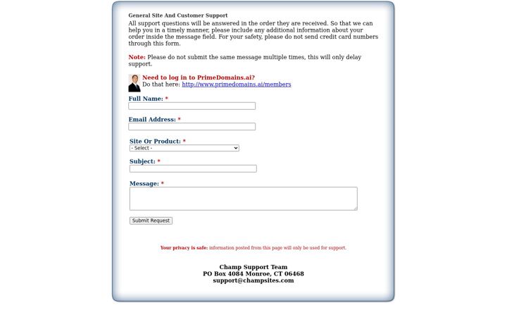 Screenshot of champsites.com