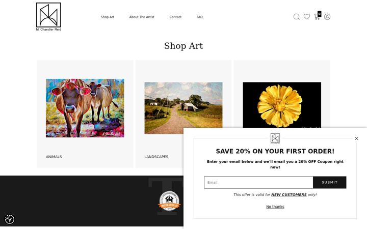 Screenshot of chandlerreidart.com