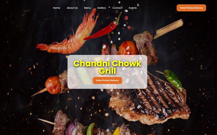 Screenshot of chandnichowkgrill.com