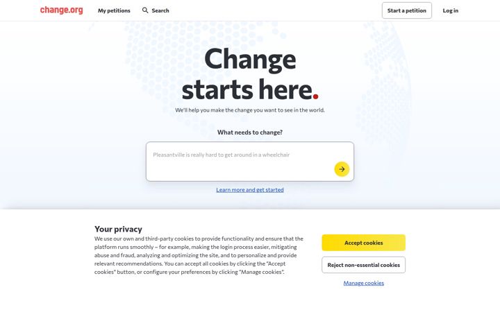 Screenshot ta' change.org