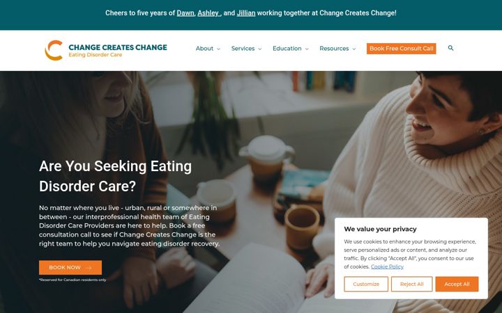 Screenshot of changecreateschange.com