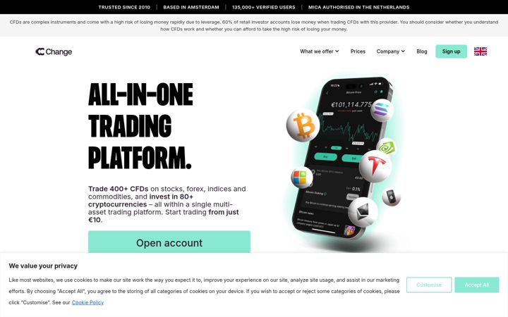 Screenshot of changeinvest.com