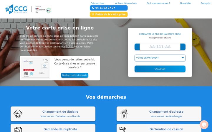 Skjámynd af changer-sa-carte-grise.fr