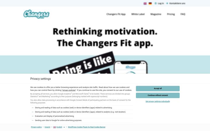 Skærmbillede af changers.com